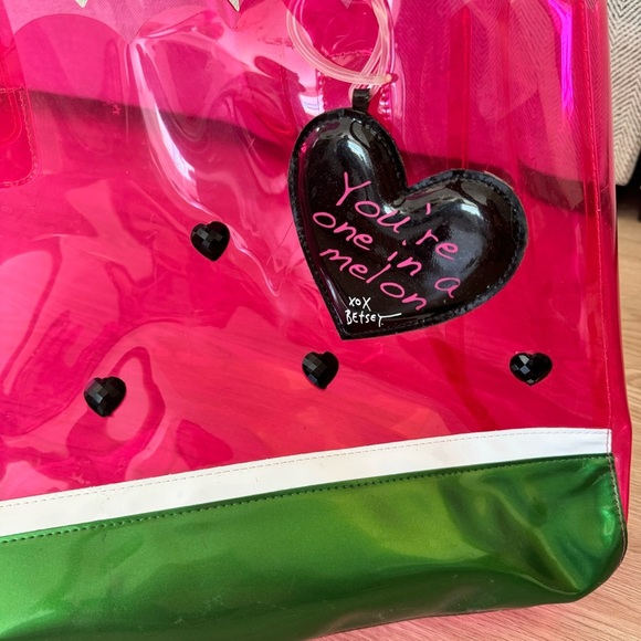 Betsey Johnson PVS jelly plastic watermelon beach tote bag - Picture 2 of 4